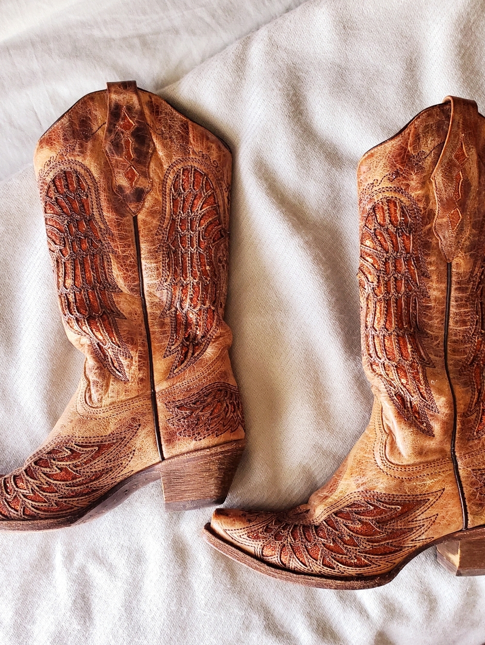 Women's Corral Sequined, distressed Western Cowboy Boots Sz 6.5M